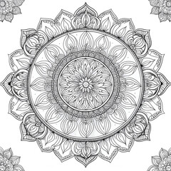 Fototapeta premium Intricate Black and White Mandala Design for Meditation and Art