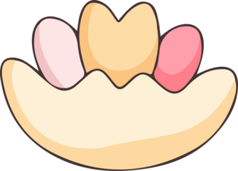 Cute cartoon-style single flower with pink, peach, and cream petals and green leaves. Ideal for spring designs, greeting cards, stickers, kids' art, or floral-themed graphics.