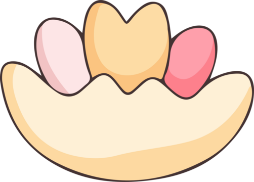 Cute cartoon-style single flower with pink, peach, and cream petals and green leaves. Ideal for spring designs, greeting cards, stickers, kids' art, or floral-themed graphics.