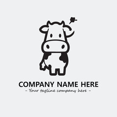 Cow illustration black and white for logo company vector image
