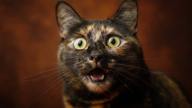 tricolor cat meows