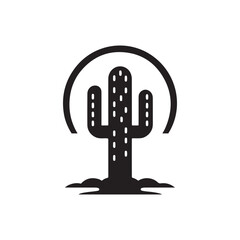 cactus vector silhouette clip art logo design illustration