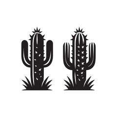 cactus vector silhouette clip art logo design illustration