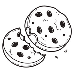 Black and White Broken Cookie Illustration