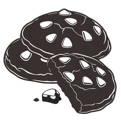 Black and White Chocolate Chip Cookies Illustration