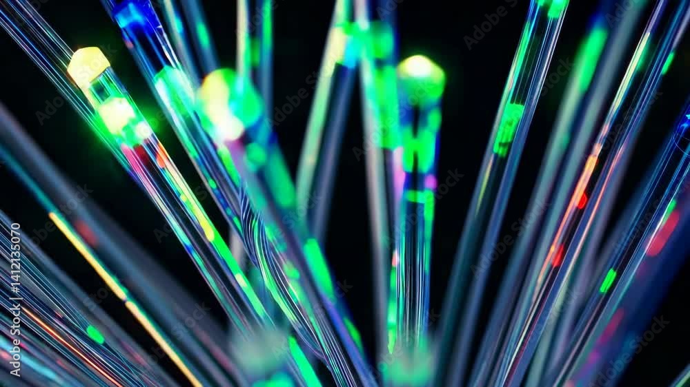 Poster vibrant neon kaleidoscope patterns with dynamic light reflections and colorful animation
