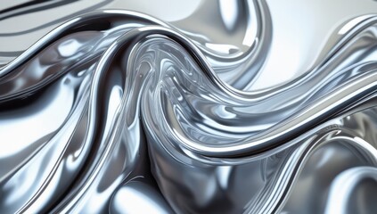 Liquid metal swirls in chrome and silver.