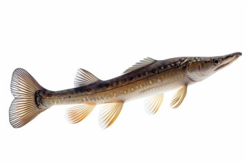 Obraz premium Sturgeon swimming gracefully in clear waters during a serene afternoon isolated on transparent background