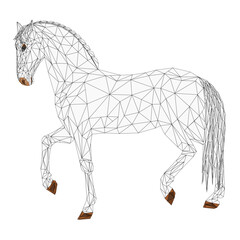 Sorrel horse stallion exterior outline low-polygon mosaic vector illustration editable hand drawn   