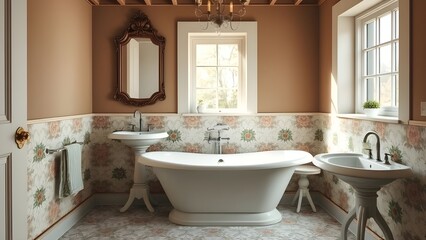 Elegant Vintage Bathroom with Floral Accents