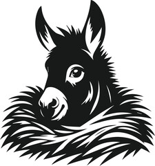 Vector silhouette of a donkey head peeking 