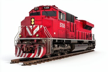 Red Pixel Art Diesel Locomotive on Tracks