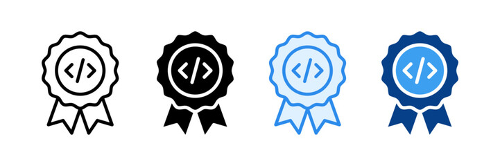 Programming Award Icon Set Multiple Style Collection