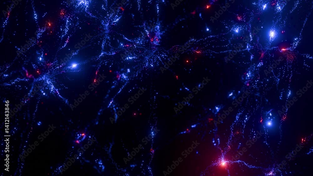 Poster futuristic cosmic particles enchanting loop animated background