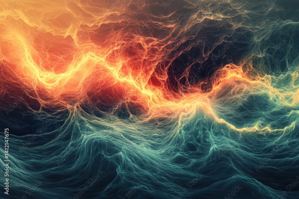 Poster colorful abstract waves create a mesmerizing visual experience in digital art