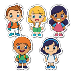 Cartoon children in school uniform