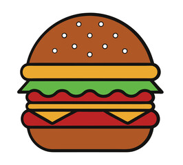 fast food hamburger on a white background