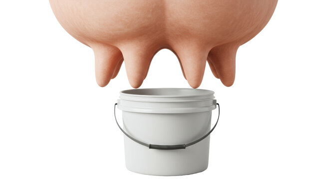 Isolated cow udder with milk bucket
