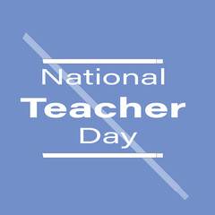 National Teacher Day Poster, Simple Blue and White Design