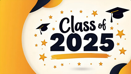 Dynamic Class of 2025 Graduation Banner: Modern Typography, Bold Colors, Commemorative Design, Academic Achievement, Empty Space for Customization