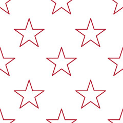 A seamless vector pattern featuring red outlined stars on a white background, creating a simple and modern design suitable for various applications.