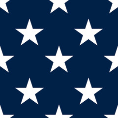 Obraz premium A seamless vector pattern featuring white stars on a dark blue background, ideal for patriotic themes, textiles, or graphic design.