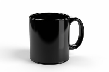 A sleek black mug resting elegantly on a surface, inviting warmth and comfort for any beverage isolated on transparent background