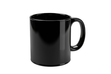A sleek black mug resting elegantly on a surface, inviting warmth and comfort for any beverage isolated on transparent background