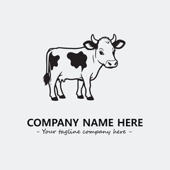 Cow illustration black and white for logo company vector image
