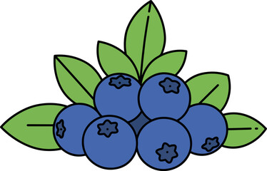 Cute Blueberry Vector Set | Fresh Blue Fruit Clipart Illustration