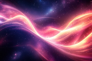 Obraz premium Colorful waves of light create a stunning cosmic background filled with stars and depth