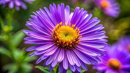 Obraz premium Beautiful purple and yellow flowers bloom in the summer garden, their petals displaying vibrant color