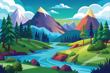 Natural Landscape Forest River Design  
