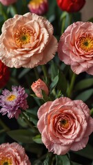 Beautiful flowers bouquet for Mother's Day against a dark background  