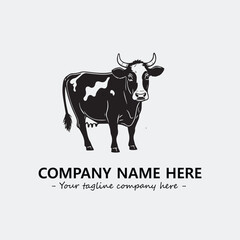 Cow illustration black and white for logo company vector image

