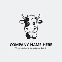 Cow illustration black and white for logo company vector image
