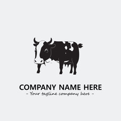 Cow illustration black and white for logo company vector image
