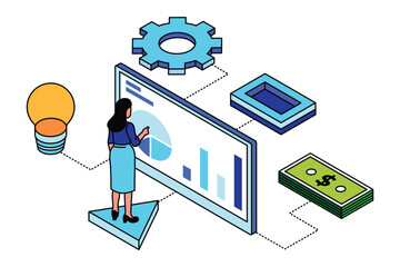 Business Marketing Analysis Concept Isometric