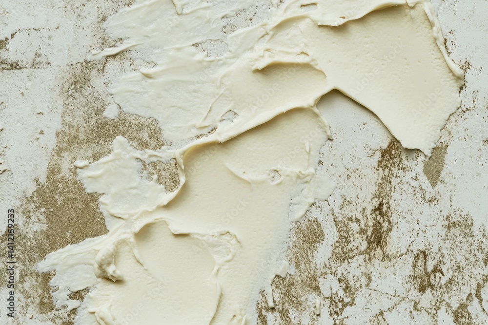 Aufkleber creamy texture on textured wall. white and brown tones. unique, abstract composition. light and shad