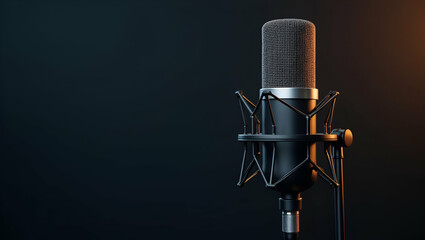 Display sophisticated podcast recording microphone visuals showcasing cuttingedge audio capture ergonomic design and robust build quality to achieve superior sound for professional podcasting in  Phot