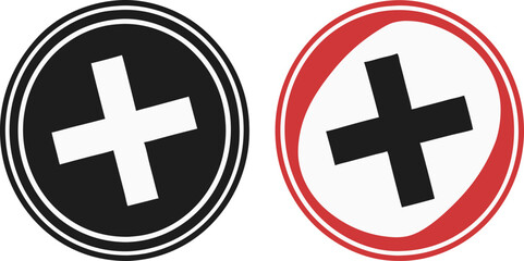 Obraz premium Minimalist Plus and Minus Symbol Graphic with Bold Contrast in Modern Flat Design Style