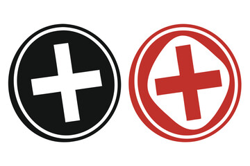 Obraz premium Minimalist Plus and Minus Symbol Graphic with Bold Contrast in Modern Flat Design Style