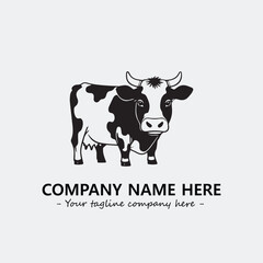 Cow illustration black and white for logo company vector image
