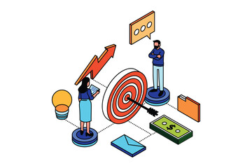 Business Marketing Target Concept Isometric