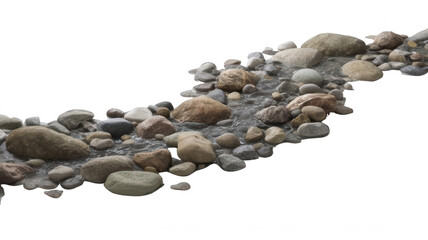 Pebble and Rock Stream Formation Realistic Style Transparent Background