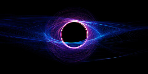 Energy ring with glowing purple and blue swirls on black background
