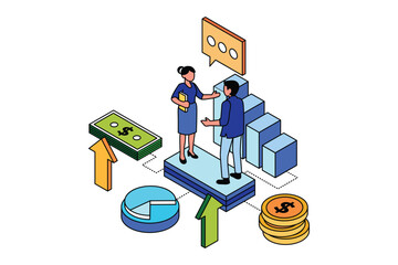Business Marketing Strategy Concept Isometric