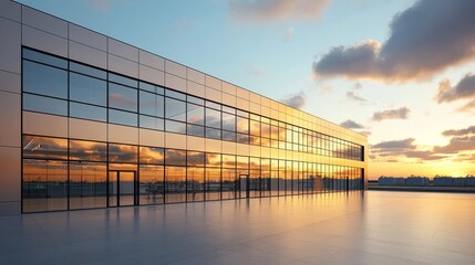 Obraz premium Futuristic Secure Bio-Research Facility: Industrial Building Facades with Metallic Exterior Walls,3D rendering