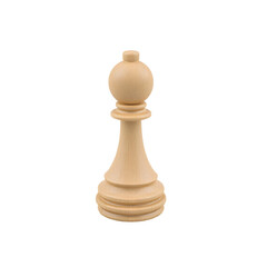 Wooden chess pawn piece on transparent background