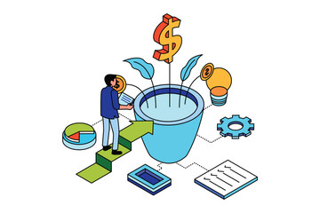 Business Marketing Growth Concept Isometric
